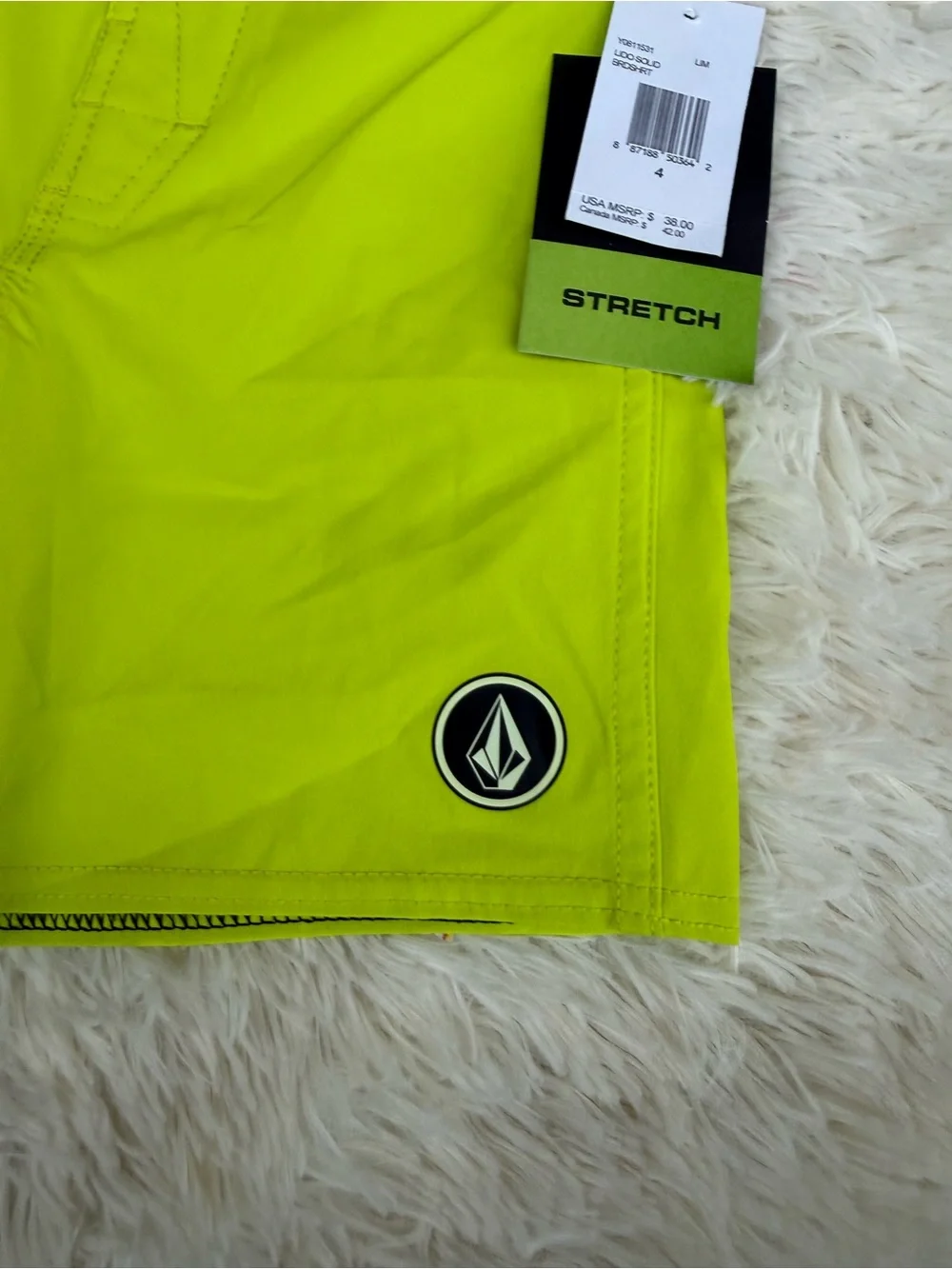 Volcom Kidd’s Neon Lime Stretch Swim Trunks